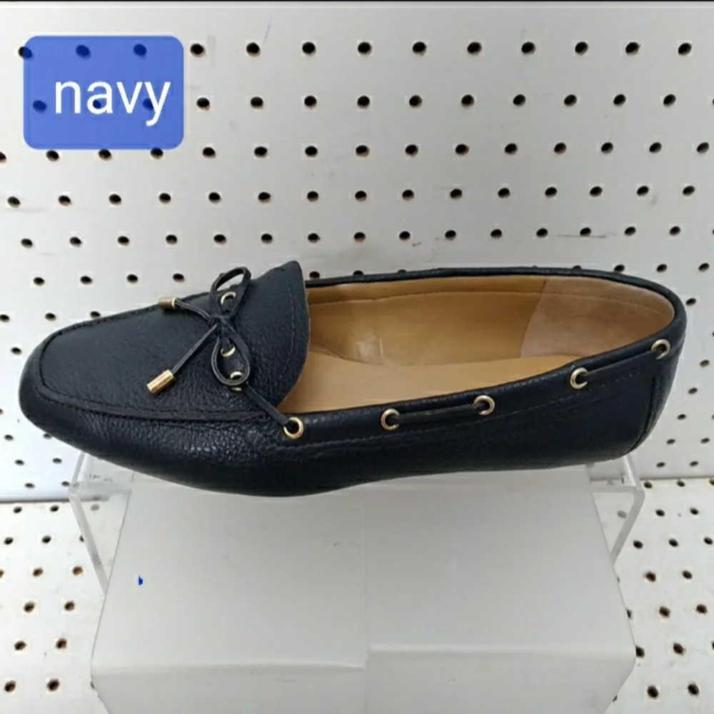 Talbots | dark Blue Navy Shoes | Women's Flat Leather Bow Comfort Cushioned